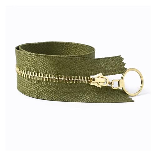 ReißVerschluss 3Pcs 3 # Metall Reißverschlüsse 40/50/60/70cm Offene Auto Lock Zipper for Taschen tasche Kleidung Zip Reparatur Kit DIY Nähen Zubehör FüR Jacken, Taschen(ZA045-GreenGold,40CM_NO3-3PCS) von ULYTMMJG