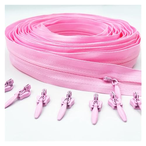 ULYTMMJG ReißVerschluss 3# 5/10/20 Meter mit 10/20/30 Schieber unsichtbarer Nylon-Reißverschluss for Kleidung, Handtaschen, 20 Farben FüR Jacken, Taschen(Pink,20 Meters 30 Slider_3#) von ULYTMMJG