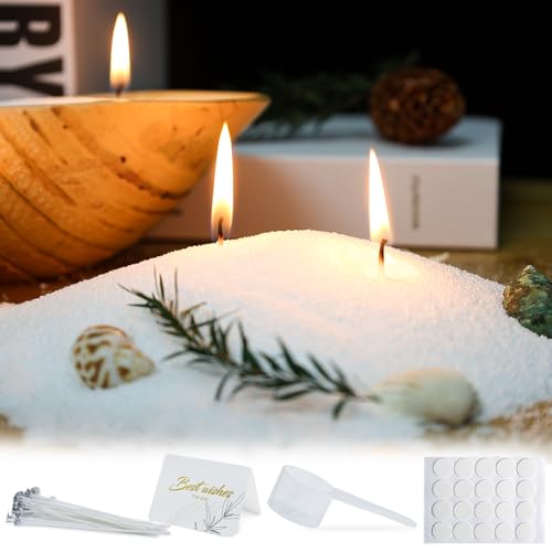 Pearled Candle Sandwachs, Luxus-Sandkerzen mit Dochten, nachfüllbare Perlenkerzen mit Dochten, Kerzengläser, Messlöffel und Grußkarte für die Kerzenherstellung (510.3 g, geruchlos) von UMACWIN