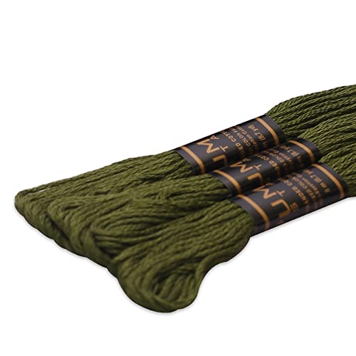 UMC STAG 3 Stück Premium Stickgarn | 100% ägyptische Baumwolle Premium Knäuel | Kreuzstich Sticktwist | Oeko TEX zertifizierte Baumwolle (Hunter Green 268) von UMC STAG