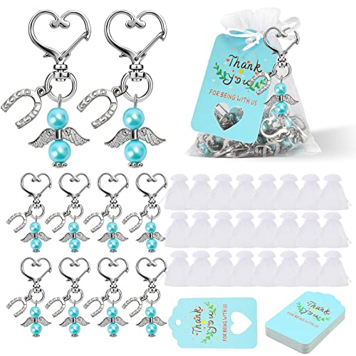 24 Pcs Schutzengel Schlüsselanhänger Set, 24 Pcs Schutzengel Anhänger mit 24 Pcs Organzabeutels 24 Pcs Kärtchen, Gastgeschenke Hochzeit Schutzengel für Taufe Kommunion Geburtstag Hochzeit Party von UMILKI