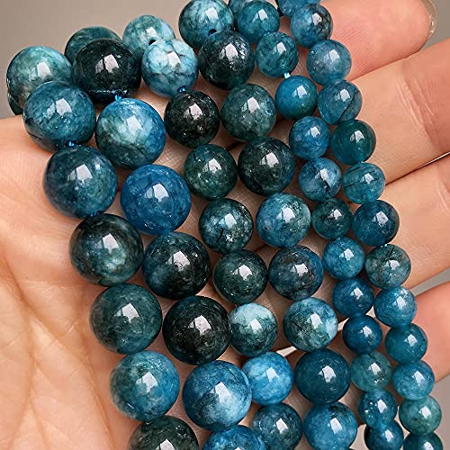 4 6 8 10 12mm Perles de Pierre Naturelle Amazonite Apatit Péridot Jade Perles Gießen Bricolage Fabrikation Armband Collier Bijoux-Blauer Apatit_12mm (ca. 28 stücke) von UNDERZY