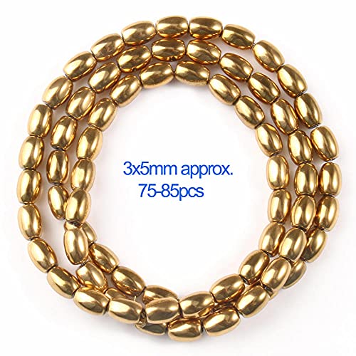 AAA + Gold Farbe Holding Silber Hämatit Perlen Natürliche Runde Stein Eimer Separator Lose Perle Für Schmuck Herstellung DIY Armband-Form 23 Reis. von UNDERZY