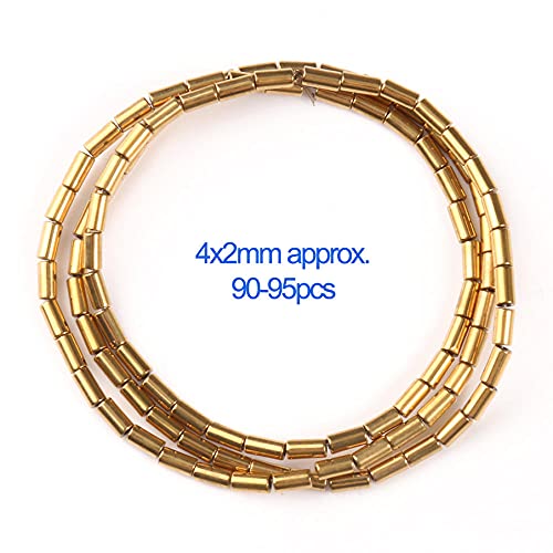 AAA + Gold Farbe Holding Silber Hämatit Perlen Natürliche Runde Stein Eimer Separator Lose Perle Für Schmuck Herstellung DIY Armband-Form 31 Zylinder von UNDERZY