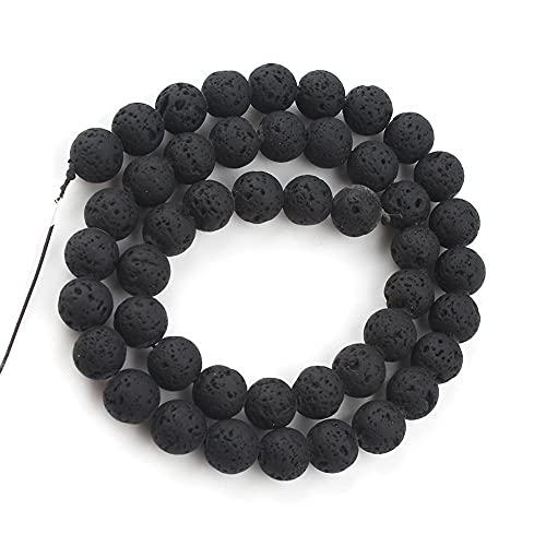 Multicolor vulkanische Lava Steinperlen Runde lose Perlen Naturkautschuk für Schmuckarmbänder 15 4 6 8 und 10mm-Schwarz_8mm (ca. 46 stücke) von UNDERZY