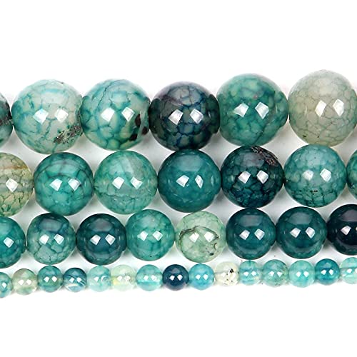 Naturstein-Perlen, Lapislazuli, Amethyst, rund, lose Achat-Perlen für Schmuckherstellung, handgemachtes Armband, Zubehör, blaugrüner Achat, 8 mm, ca. 48 Stück von UNDERZY