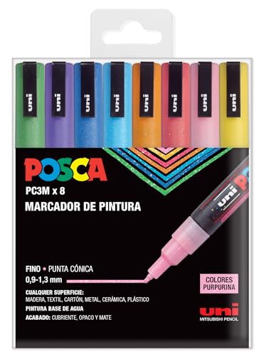 UNI Posca PC 3M Sparkling - Packung mit 8 Markern von POSCA