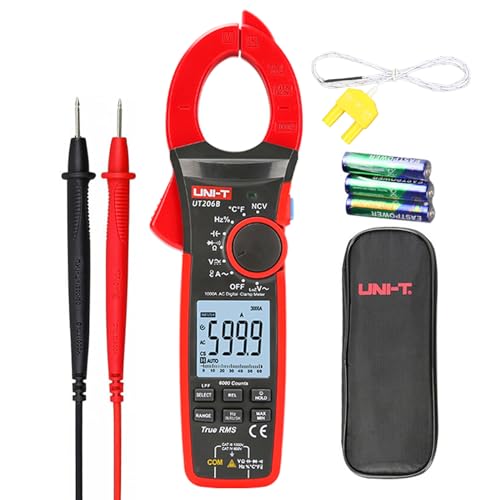 UNI-T UT206B Analog Klemme Meter Multimeter Wechselstrom 1000A Gleichstrom 1000 V Prüfer Fachmann Digital Amperemeter Zange Voltmeter Temperatur von UNI-T