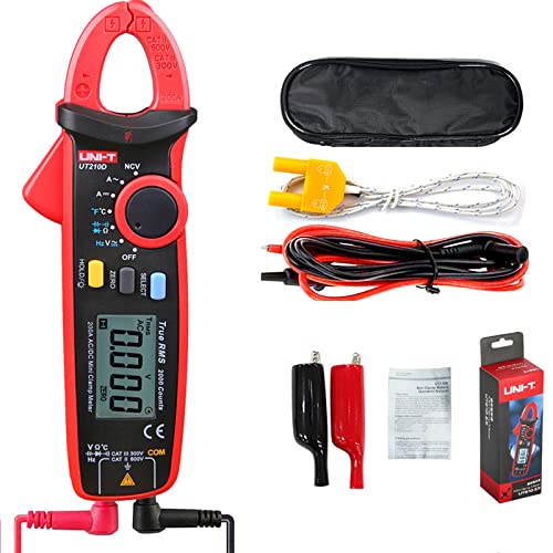 UNI-T UT210D Digitales Mini-Zangenmessgerät 200A AC DC Strom True RMS Zange Amperemeter Spannung Frequenz Temperatur Tester Multimeter mit Krokodilklemme von UNI-T