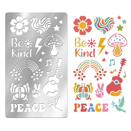 UNICRAFTALE 1 x Happy Style Muster Metallschablone Herz Regenbogen Edelstahl Metall Schablone Stanzformen Zeichenschablonen Werkzeug Vorlage für DIY Scrapbooking Fotoalbum dekorative Prägekarte von UNICRAFTALE