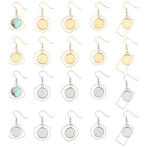 UNICRAFTALE 10 Paar 2 Farben Edelstahl Rohling Ohrringe Herstellung Ohrhaken Mit Flache Runde Glas Cabochon Sets Ohrring Lünetten Rohlinge Für Ohrring Schmuck Herstellung von UNICRAFTALE