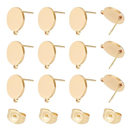UNICRAFTALE 10 Paar 304 Edelstahl Ohrstecker Mit Ohrring Verschlüssen Goldener Hypoallergener Ohrstecker Horizontale Schlaufen Flache Runde Ohrstecker Für Die DIY Schmuckherstellung UNICRAFTALE 10 Paar 304 Edelstahl Ohrstecker Mit Ohrring Verschlüssen Goldener Hypoallergener Ohrstecker Horizontale Schlaufen Flache Runde Ohrstecker Für Die DIY Schmuckherstellung von UNICRAFTALE