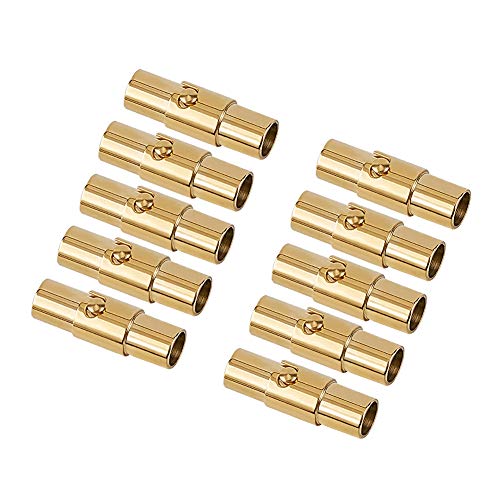 UNICRAFTALE 10 Sätze Goldene Säule Edelstahl Magnetverschluss Verschlüsse Magnet Schraube Schnalle Rohr Lederband Endkappen Mit Verriegelungsmechanismus Für Armband Schmuck Machen 18x6.5mm Loch 4mm von UNICRAFTALE