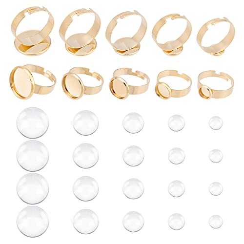 UNICRAFTALE 10 Sets Golden DIY Flache Runde Fingerringe Rohlinge Verstellbar 304 Edelstahl Fingerringe Pad Ringe Basis Mit Transparenten Cabochon Für Die Schmuckherstellung 17~18 mm Innendurchmesser von UNICRAFTALE