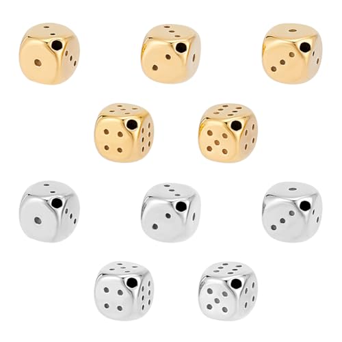 UNICRAFTALE 10 Stk 2 Farben 10mm 304 Edelstahl Würfelperlen Quadratische Metall Perlen Gold Würfel Abstandsperlen Dice Armbänder Zwischenperlen Für DIY Armbänder Halsketten Schmuckherstellung von UNICRAFTALE