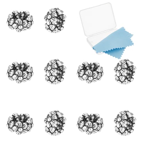 UNICRAFTALE 10 Stück 925 Abstandsperlen Aus Sterlingsilber Blumen Abstandsperlen 6mm Antik Silber Perlen Lose Perlen Metallperlen Für Die Herstellung von DIY Armbändern Und Halsketten Mit Schmuck von UNICRAFTALE