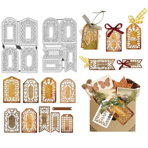 UNICRAFTALE 10 Stück Stanzschablonen aus Karbonstahl, Etikettenrahmen, Stanzformen für Papierkarten, dekorative Prägepapier-Stanzschablonen für Scrapbooking, Fotoalbum, 10 Stück UNICRAFTALE 10 Stück Stanzschablonen aus Karbonstahl, Etikettenrahmen, Stanzformen für Papierkarten, dekorative Prägepapier-Stanzschablonen für Scrapbooking, Fotoalbum, 10 Stück von UNICRAFTALE