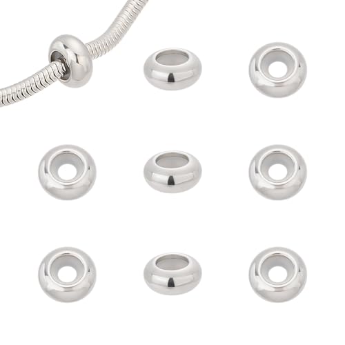 UNICRAFTALE 10Stk 10mm Rondelle Spacer Perlen Flache Runde Stopper Perlen 2mm Loch 304 Edelstahl Abstandsperlen Mit Gummiring Metall Perlen Für Armband Halskette Schmuckherstellung von UNICRAFTALE