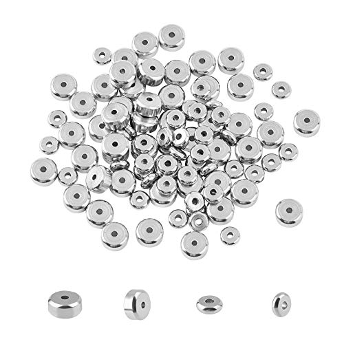 UNICRAFTALE 100 Stk 6mm 8mm Rondelle Spacer Perlen Edelstahl Perlen 1.6mm Loch Metall Abstandsperlen Runde Zwischenperlen Für DIY Armbänder Halsketten Schmuckherstellung, Edelstahl Farbe von UNICRAFTALE