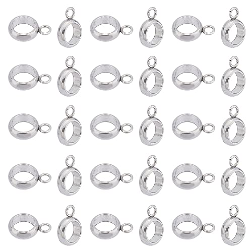 UNICRAFTALE 100 Stück 10 mm Lang 304 Edelstahl Rohrschlaufen Mit Schlaufe Runde Hohl Schlaufe Ring Europäisches Armband Aufhänger Verbindungs Ring Für DIY Schmuckherstellung Loch 1.6 mm von UNICRAFTALE