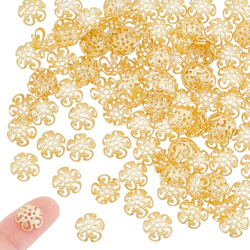 UNICRAFTALE 100 Stück 18K Vergoldete Perlenkappen Blumenperlenkappen Perlenendkappen 4.5mm Metall Spacer Perlenkappen Für Armband Halskette Ohrringe Schmuckherstellung Zubehör von UNICRAFTALE