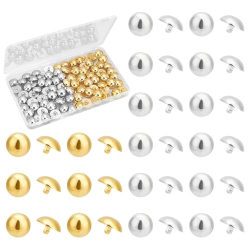 UNICRAFTALE 100 Stück 2 Farben Halbrunde Nähknöpfe 1 Loch Acryl Ösenknöpfe Blazerknöpfe Goldene Kuppelknöpfe Mantelknöpfe Metall Nähknöpfe Für DIY Anzüge Mäntel Hemden Jacken Basteln 18mm von UNICRAFTALE