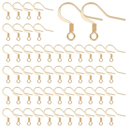 UNICRAFTALE 100 Stück 316 Edelstahl Ohrringhaken 18 Karat Vergoldete Ohrhaken Mit Schlaufen Ohrhaken Angelhaken Flache Ohrringhaken Mit Spule Für Die Herstellung von DIY Ohrringschmuck von UNICRAFTALE