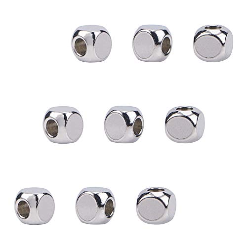 UNICRAFTALE 100 Stück 6mm Würfelperlen 3mm Loch Metall Distanzstück Perle Edelstahl Lose Perle Distanzstücke Perlen Metall Schieber Perlen Für Armband Halskette Schmuckherstellung von UNICRAFTALE