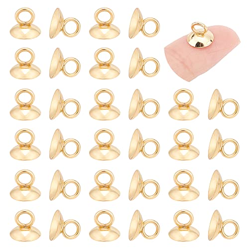 UNICRAFTALE 100 Stück 8 mm Lang 304 Edelstahl Perlenkappen Anhängerschlaufen Goldene Pinchs Baumeln Charm Perlenkugel Endkappe Für Kugelglas Blasenabdeckung Anhänger Herstellung von Löchern 3 mm von UNICRAFTALE