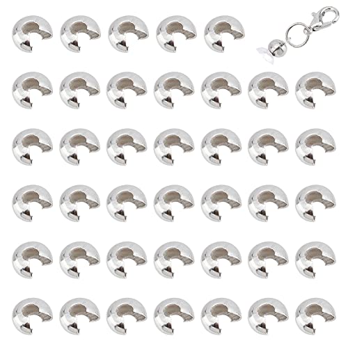 UNICRAFTALE 100 Stück Halbrunde Offene Crimpperlen 304 Crimpperlen Aus Edelstahl Abdeckungen Perlen Endspitze Metallmaterial 5 mm Durchmesser Crimpperlen Für Halskette Schmuck DIY Craft Making von UNICRAFTALE