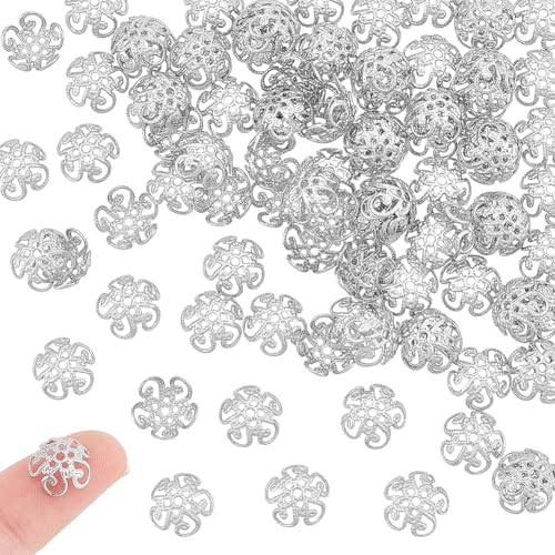 UNICRAFTALE 100 Stück Perlenkappen Blumenperlenkappen Platin Perlen Endkappen 4.5mm Metall Spacer Perlenkappen Für Armband Halskette Ohrringe Schmuckherstellung Zubehör von UNICRAFTALE