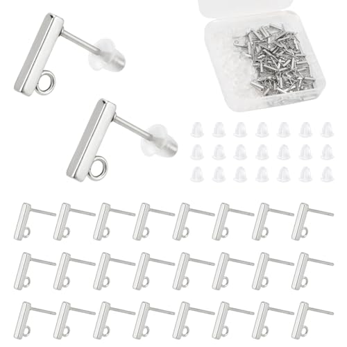 UNICRAFTALE 100 Stück Rechteckiger Ohrstecker DIY Ohrstecker Edelstahl Ohrstecker Hypoallergener Ohrstecker Ohrstecker Rohlinge Selber Machen Set Für Die DIY Schmuckherstellung von UNICRAFTALE