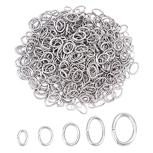 UNICRAFTALE 1000pcs 5 Größen 6/5/4/3/2.5mm Ovale Biegeringe Edelstahl Enge Aber Ungelötete Biegeringe Ovale Ringverbinder Für Die Herstellung von Kettenhemd-Schmuckarmbändern von UNICRAFTALE