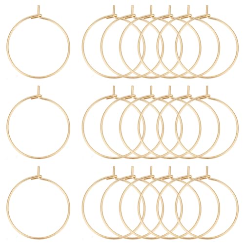 UNICRAFTALE 100pcs 20mm Golden Weinglas Charms Ringe Edelstahl Gold Ohrringe Selber Machen Set 0.7mm Pin Creolen Ohrringhaken Ohrringe Zubehör Creolen Rohlinge Für Frauen Ohrringe Basteln Zubehör von UNICRAFTALE