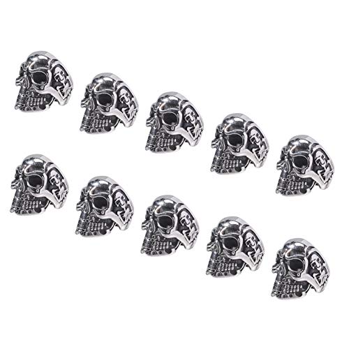 UNICRAFTALE 10St 8mm Schädelperlen 304 Edelstahl Halloween Perlen Antik Silber Europäische Perlen Metall Skeleton Perlen Große Loch Perlen Für Halloween Halskette Armbänder Schmuckherstellung von UNICRAFTALE