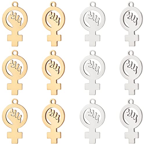 UNICRAFTALE 12 STK 2 Farben Feminismus Zeichen Anhänger 201 Edelstahl Gender Charms 18 mm Lange Weibliches Geschlechts Zeichen Charms Schmuckherstellungs Ohrring Armband Charms Geschenk Für Frauen von UNICRAFTALE