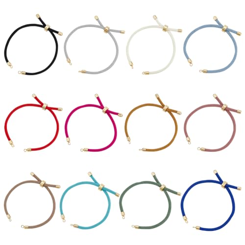 UNICRAFTALE 12 Stk 12 Farben Schiebe Armbänder Nylon Armband Mit Gedrehter Kordel Und Kettengliedern Mit Messingbeschlägen Verstellbare Armbandketten Für Schmuckherstellung DIY Armbandherstellung von UNICRAFTALE