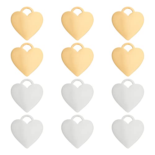 UNICRAFTALE 12 Stück 2 Farben Herz Anhänger Lasergravur Tag Heart Blank Anhänger Charms 26mm Edelstahl Metall Tag Charms Für Armband Ohrring Halskette DIY Schmuckherstellung von UNICRAFTALE