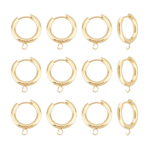 UNICRAFTALE 12 Stück 20 mm Lang 24K goldene Huggie Creolen Aus Edelstahl Offene Ohrringe Mit Schlaufen Und Ohrsteckern Clip-on Ohrring Für Die Herstellung von Ohrringen Und Schmuck von UNICRAFTALE