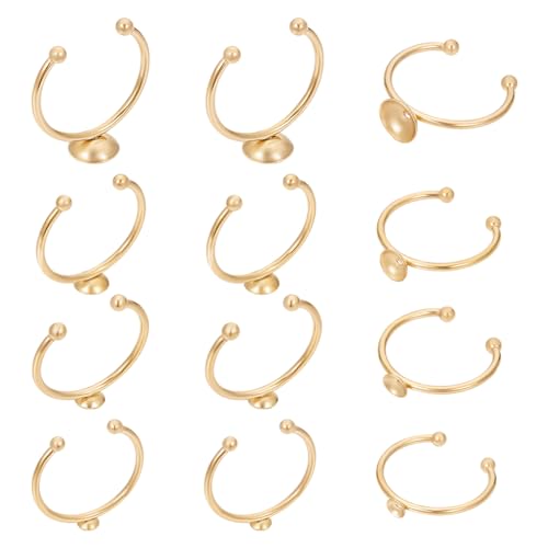 UNICRAFTALE 12 Stück 4 Größen Fingerring Rohlinge Gold Ringlünetten Rohlinge Edelstahl Verstellbare Leere Cabochon Ringeinstellungen Ringe Basis Kit Ringbasis Zubehör Für Die Ringherstellung von UNICRAFTALE