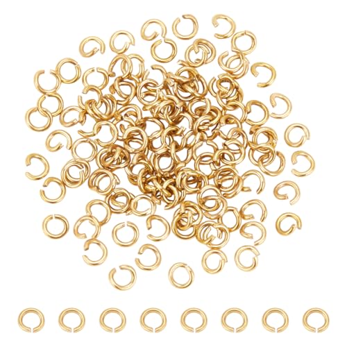 UNICRAFTALE 120 Stück 3.5mm 18 Karat Vergoldet Offene Biegeringe Edelstahl Runde Ringe Biegeringe Metallverbinderringe Für Die Schmuckherstellung Für Ohrringe Armbänder Anhänger Und Schlüsselanhänger von UNICRAFTALE