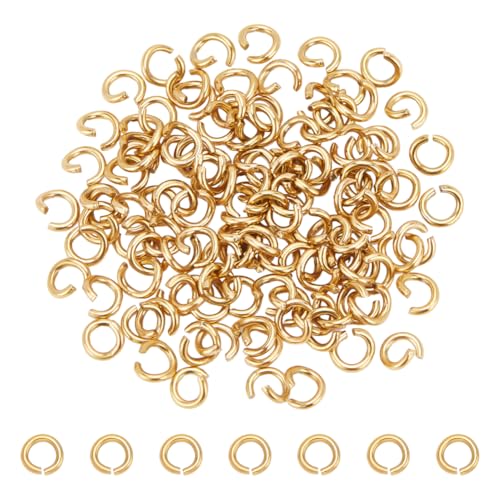 UNICRAFTALE 120 Stück 5mm 18 Karat Vergoldet Offene Biegeringe Edelstahl Runde Ringe Biegeringe Metallverbindungsringe Zur Schmuckherstellung Zubehör Für Ohrringe Armbänder Anhänger Schlüsselanhänger von UNICRAFTALE