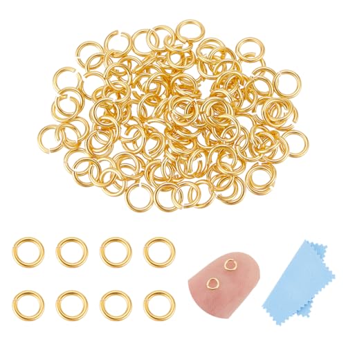 UNICRAFTALE 120 Stück 925 Sterlingsilber Biegeringe 3mm Runde Ringe 18 Karat Vergoldet Offene Biegeringe Metallverbinder Für Die DIY Schmuckherstellung Und Schlüsselanhänger Zubehör Herstellung von UNICRAFTALE