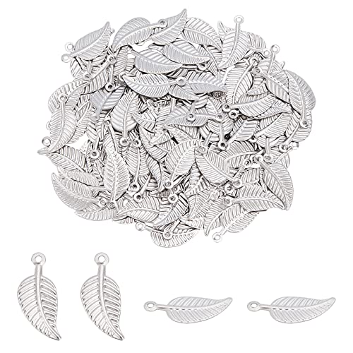 UNICRAFTALE 120pcs 304 Edelstahl Anhänger Blatt Anhänger Edelstahl Farbe Blatt Charms Armband Basteln Anhänger Schmuckherstellung Anhänger Metall Anhänger Für DIY Schmuckherstellung Loch 1mm von UNICRAFTALE