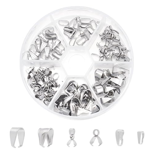 UNICRAFTALE 120pcs 6 Größen 304 Edelstahl Snap On Kautionen Anhänger Kautionen Anschlüsse Edelstahl Kettenverschluss Clip Pinch Clip Anhänger Schmuck Verschlüsse Für Anhänger Halskette von UNICRAFTALE