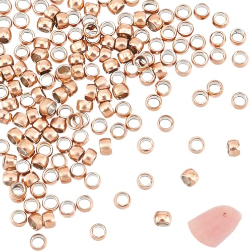 UNICRAFTALE 150 Stück Runde Quetschperlen 1.5 mm Edelstahl Abstandsperlen 0.8 mm Loch Winzige Perlen Roségold DIY Armband Quetschperlen Metallperlen Für DIY Armband Halskette Schmuckherstellung von UNICRAFTALE