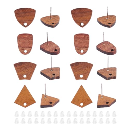 UNICRAFTALE 16 Paar 4 Stile Dreieck Drachen Trapez Walnuss Holz Ohrstecker Post Ohrstecker Ohrstecker Vintage Kokosnussbraun Ohrstecker Mit Loch Plastik Ohrmuttern Stift Für Ohrring Schmuckherstellung von UNICRAFTALE