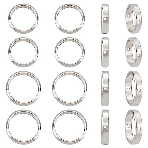 UNICRAFTALE 16 STK 2 Größen Perlen Rahmen Doppelloch Rahmen Abstandsperlen 12/14mm 201 Edelstahl Metall Perlen Runde Verbindungsring Für Perlenherstellung von Ohrringen Armbändern Und Halsketten von UNICRAFTALE