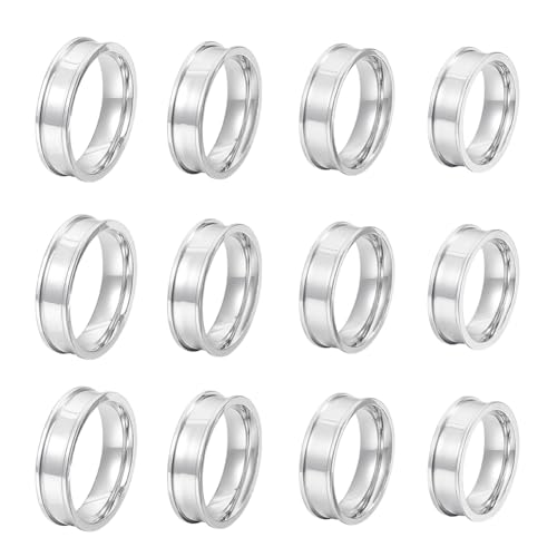 UNICRAFTALE 16 Stück Gerillte Fingerringe 4 Größen Rohlinge Kern Ringe Runder Rohling Inlay Ring Edelstahl Fingerringe Für Inlay Ring Handgefertigter Ring Schmuckherstellung Geschenk von UNICRAFTALE