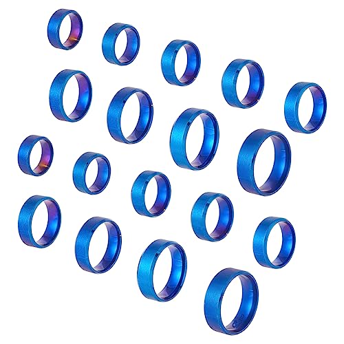 UNICRAFTALE 18 Stk 9 Größen Blau Titanstahl Breitband Fingerring Matte Laserbeschriftung Rohlinge Fingerring Rohlinge Beschriftung Klassische Eheringe Für Die Schmuckherstellung von UNICRAFTALE